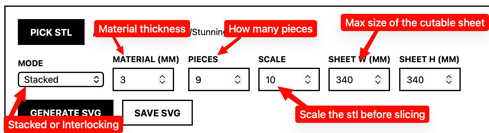 ObjectSlicer controls