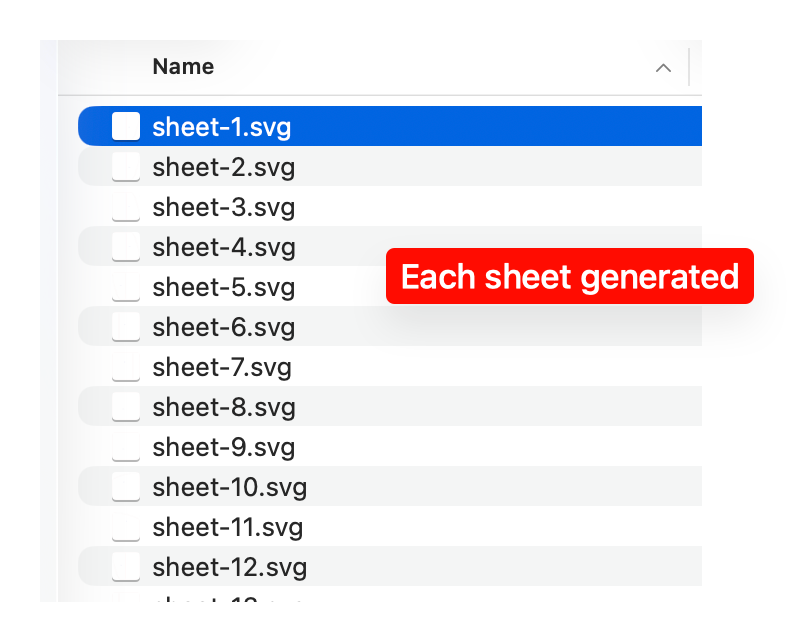 Generated SVG sheets